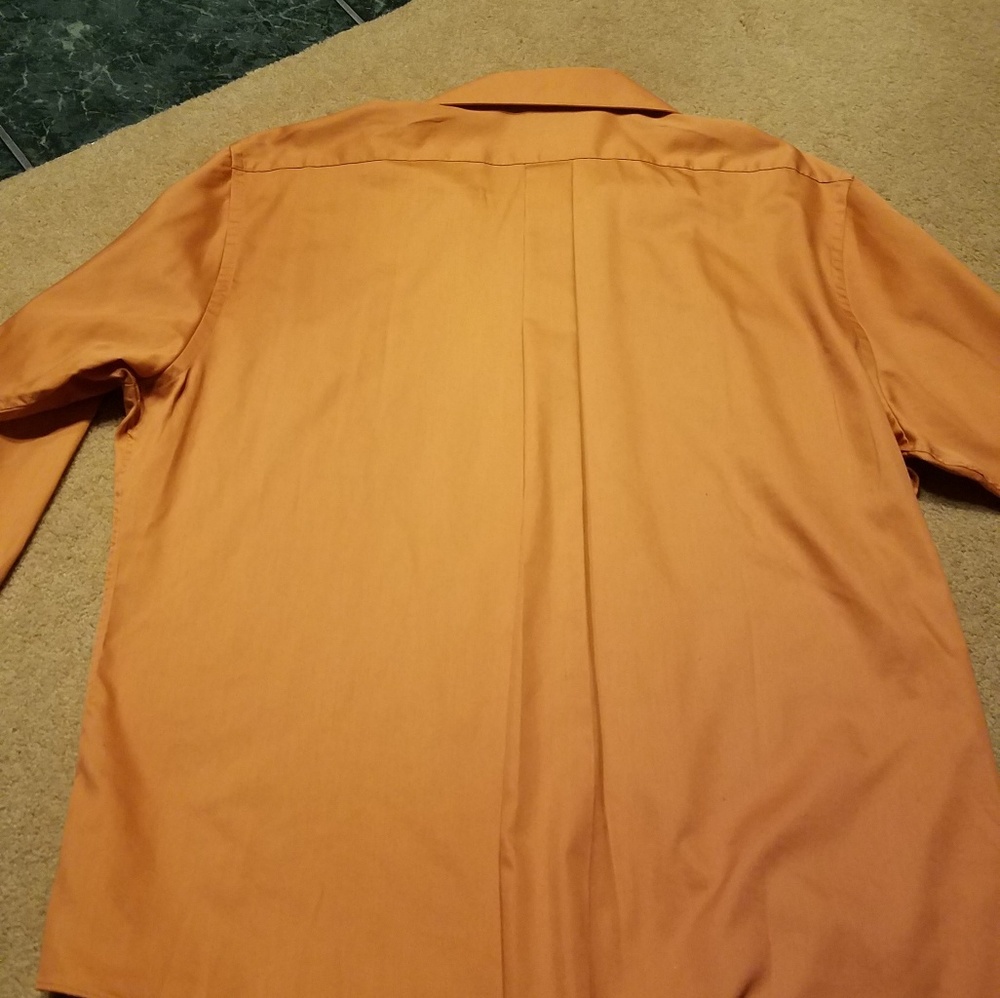 Arrow Fitted Dress Shirt Orange 17 1/2 34/35 - Picture 4 of 4